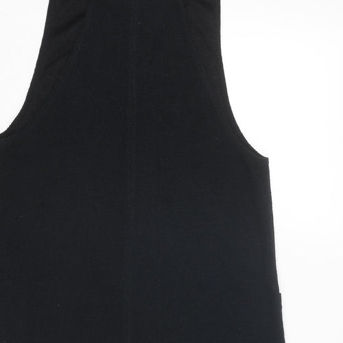 New Look Womens Black Polyester Pinafore/Dungaree Dress Size 8 Round Neck Pullover