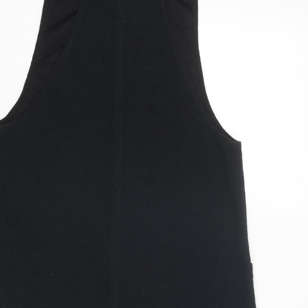 New Look Womens Black Polyester Pinafore/Dungaree Dress Size 8 Round Neck Pullover