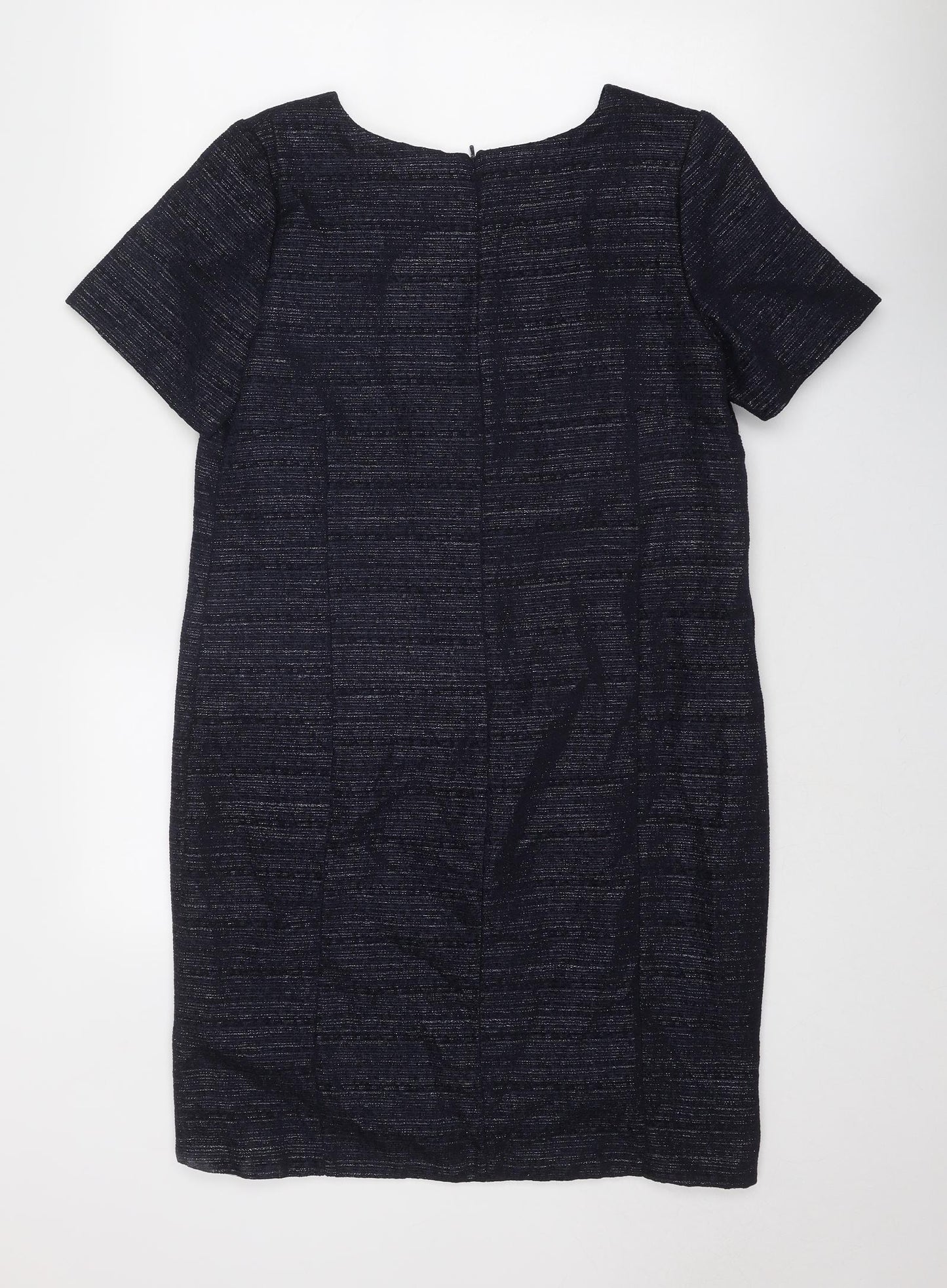 NEXT Womens Blue Striped Polyester T-Shirt Dress Size 14 V-Neck Zip