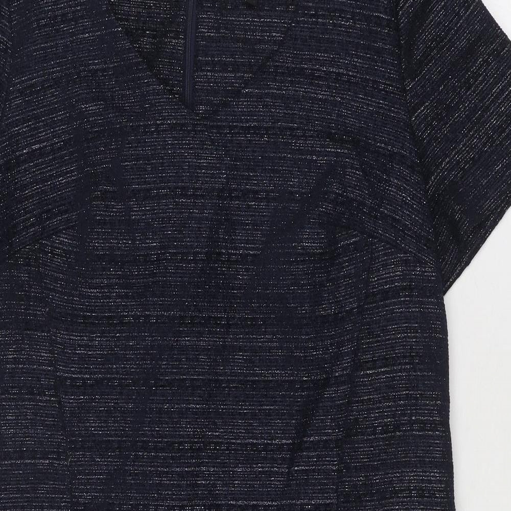 NEXT Womens Blue Striped Polyester T-Shirt Dress Size 14 V-Neck Zip