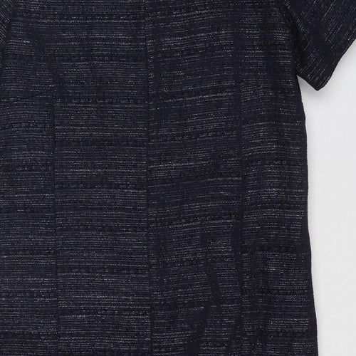 NEXT Womens Blue Striped Polyester T-Shirt Dress Size 14 V-Neck Zip