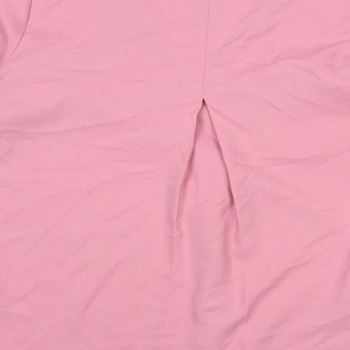 Marks and Spencer Womens Pink Polyester Basic Blouse Size 12 V-Neck