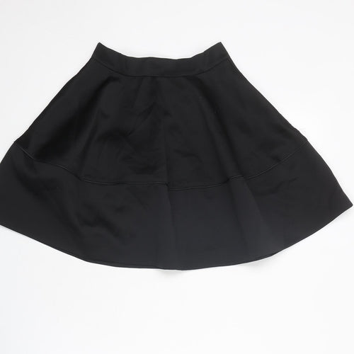 H&M Womens Black Polyester Swing Skirt Size 6 Zip