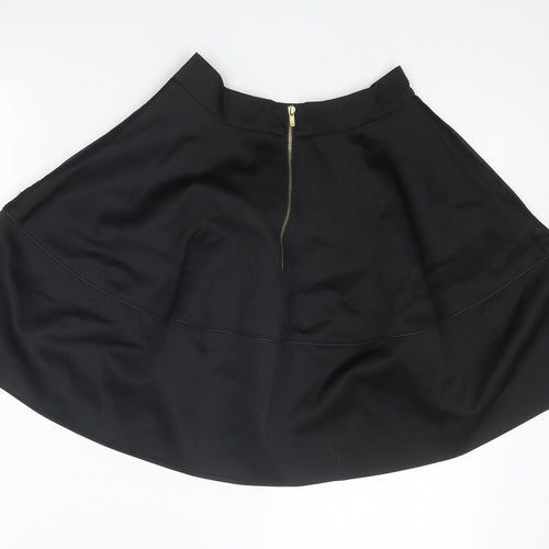 H&M Womens Black Polyester Swing Skirt Size 6 Zip