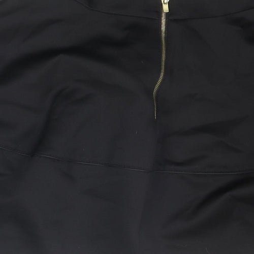 H&M Womens Black Polyester Swing Skirt Size 6 Zip