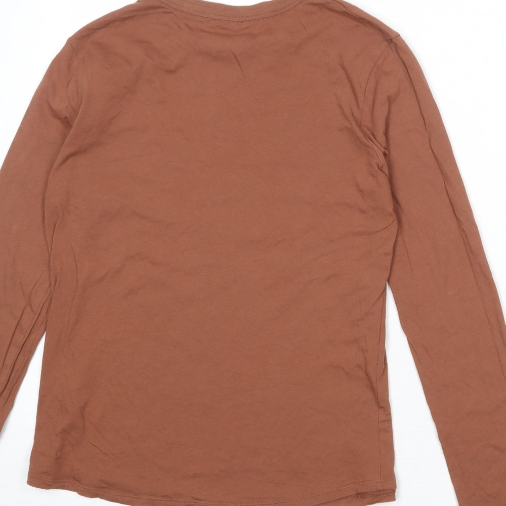 Jigsaw Womens Brown 100% Cotton Basic T-Shirt Size M Crew Neck
