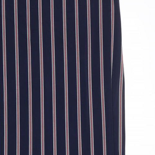 Oasis Womens Blue Striped Polyester Tank Dress Size XS Collared Button