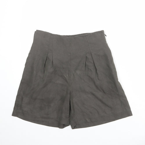 Oliver Bonas Womens Grey Polyester Chino Shorts Size 10 Regular Zip - Belted
