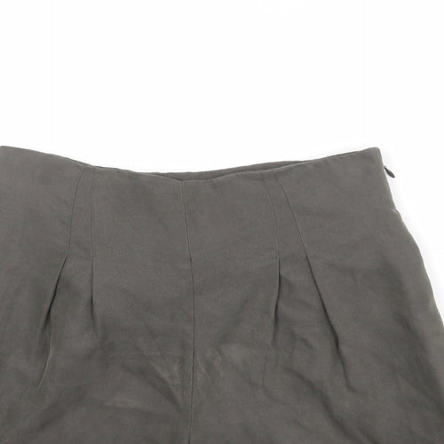 Oliver Bonas Womens Grey Polyester Chino Shorts Size 10 Regular Zip - Belted