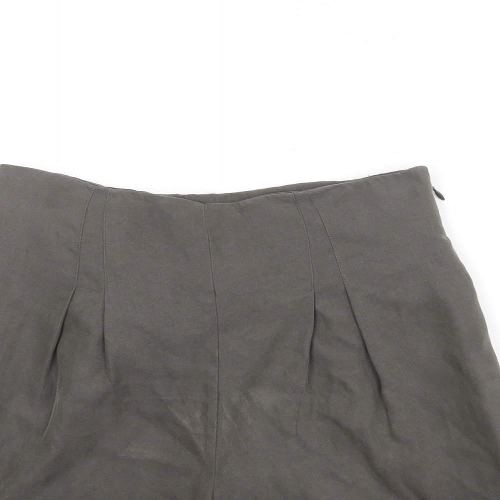Oliver Bonas Womens Grey Polyester Chino Shorts Size 10 Regular Zip - Belted