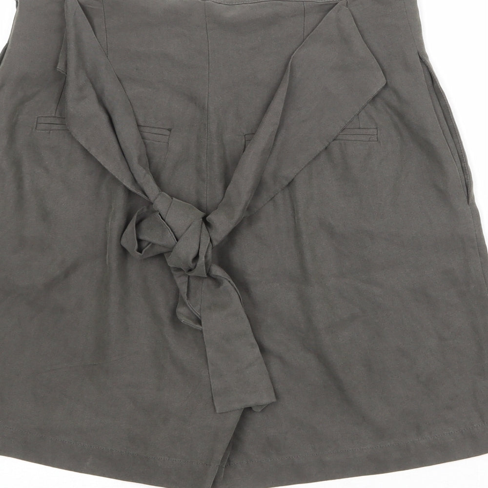 Oliver Bonas Womens Grey Polyester Chino Shorts Size 10 Regular Zip - Belted