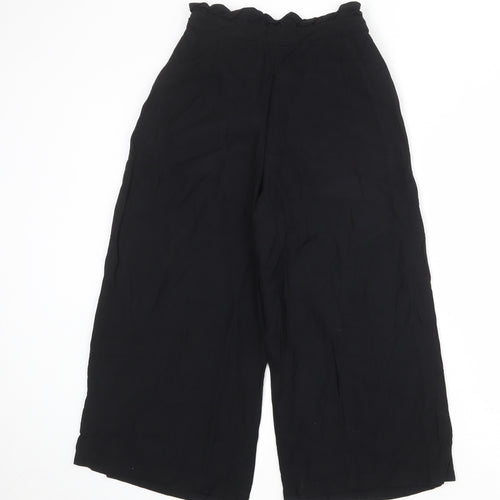 Topshop Womens Black Viscose Cropped Trousers Size 6 Regular Zip