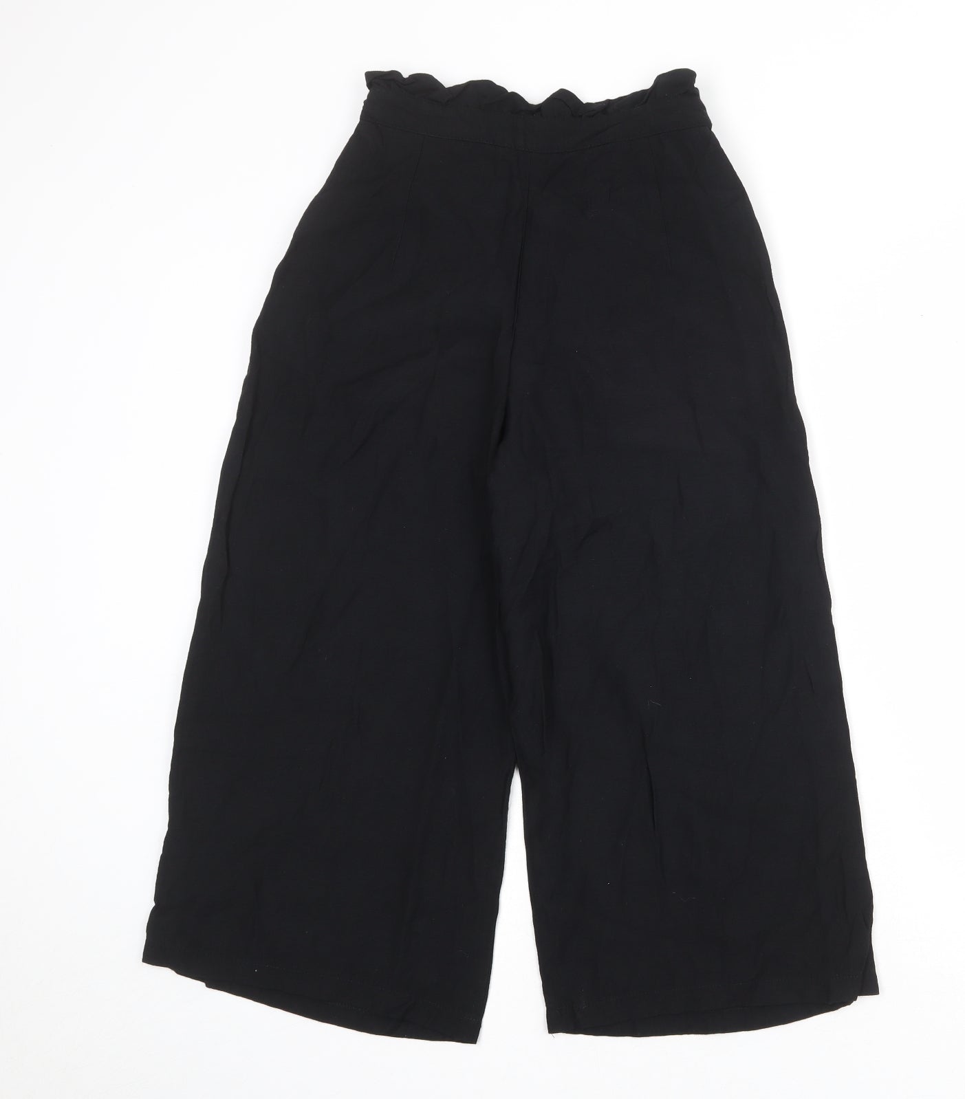 Topshop Womens Black Viscose Cropped Trousers Size 6 Regular Zip