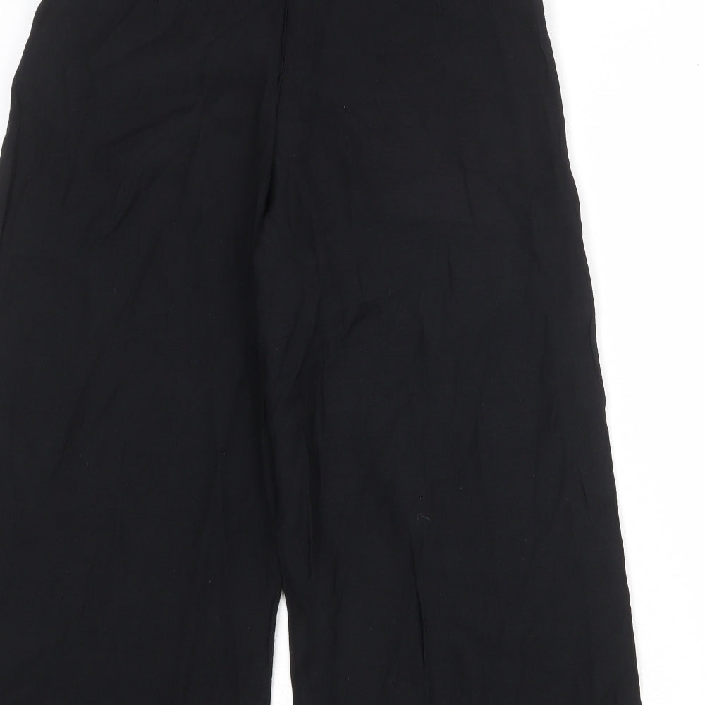 Topshop Womens Black Viscose Cropped Trousers Size 6 Regular Zip