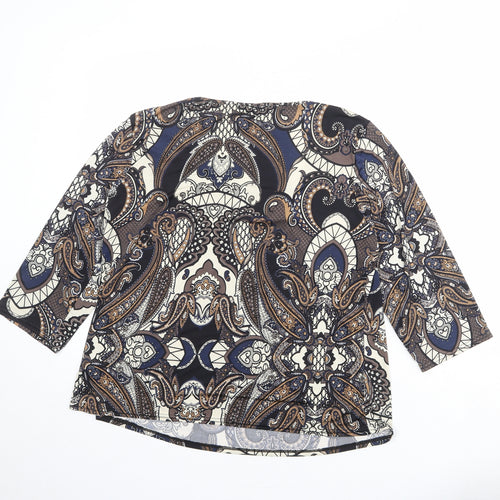 Roman Womens Multicoloured Paisley Polyester Basic Blouse Size 18 Scoop Neck - Embellished Neckline