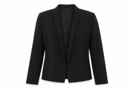 Front view of New Look women’s black polyester jacket blazer, size UK 12, - open