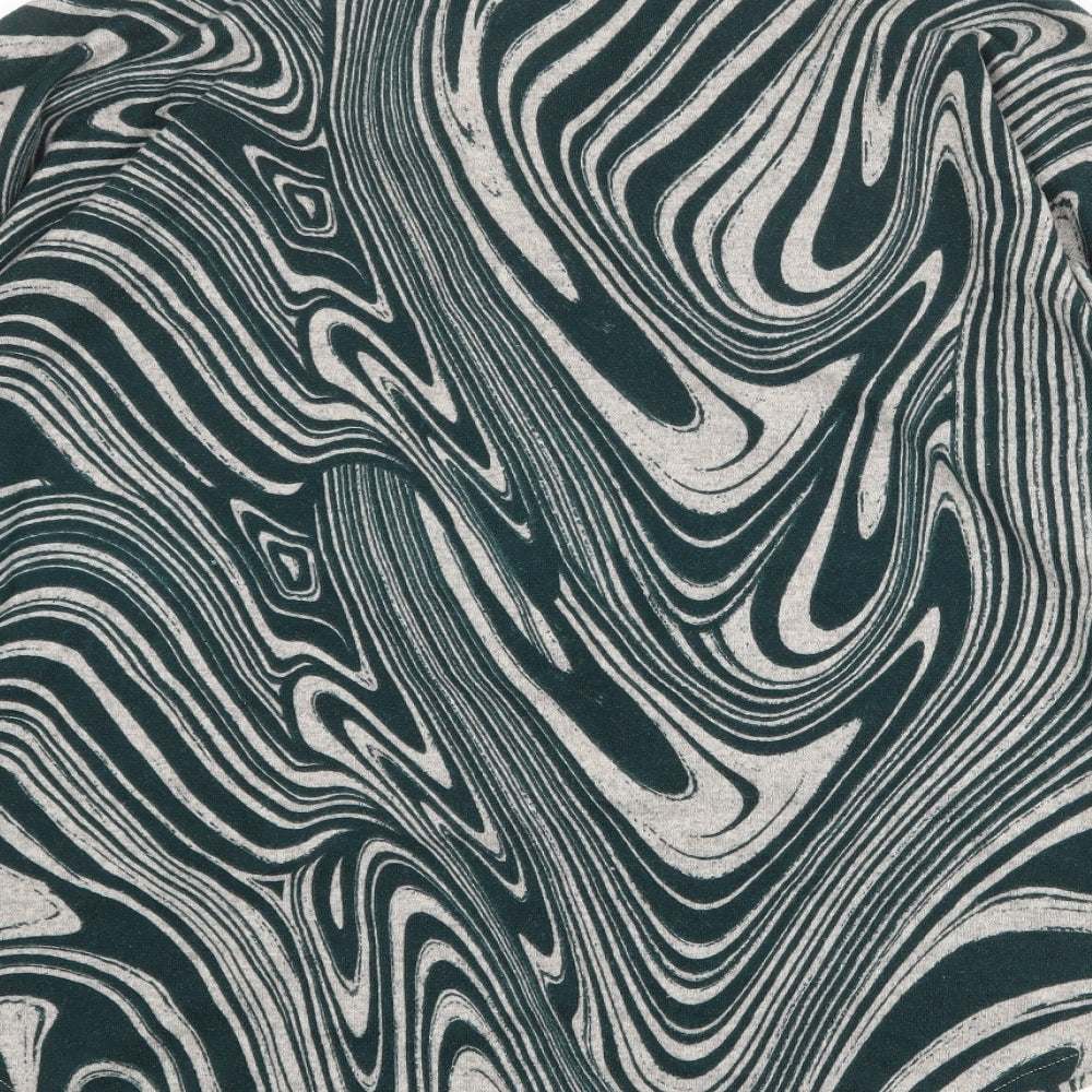 Stella Morgan Womens Grey V-Neck Geometric Polyester Pullover Jumper Size 12 - Marble Print Zip