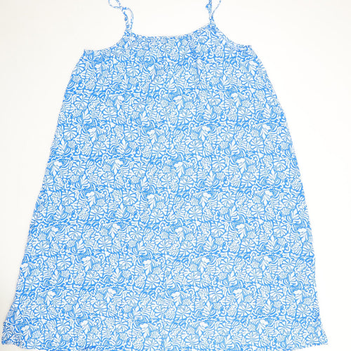 Marks and Spencer Womens Blue Geometric Viscose A-Line Size 16 Round Neck Pullover