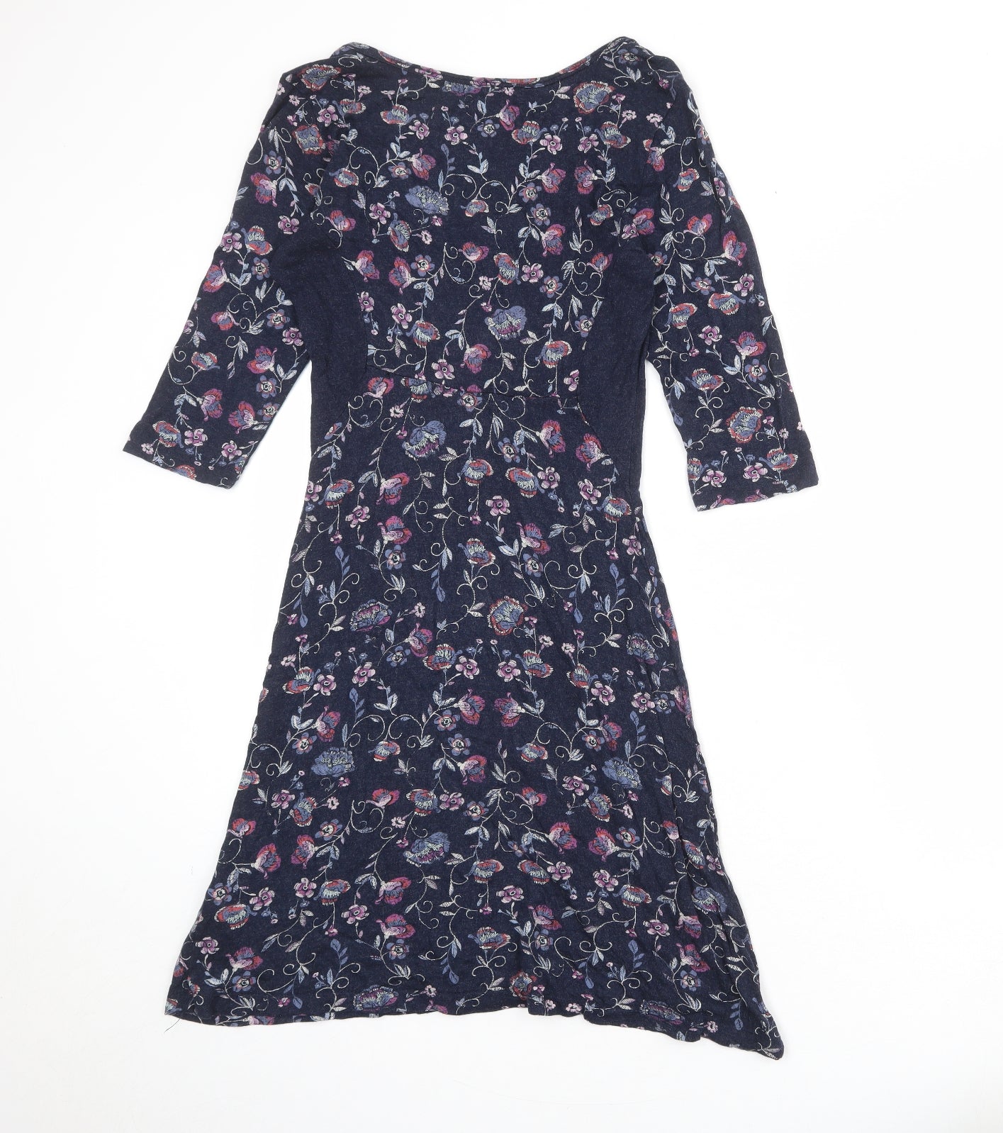 Fat Face Womens Blue Floral Viscose A-Line Size 10 Round Neck Pullover