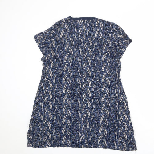 MANTARAY PRODUCTS Womens Blue Geometric 100% Cotton Basic Blouse Size 16 V-Neck