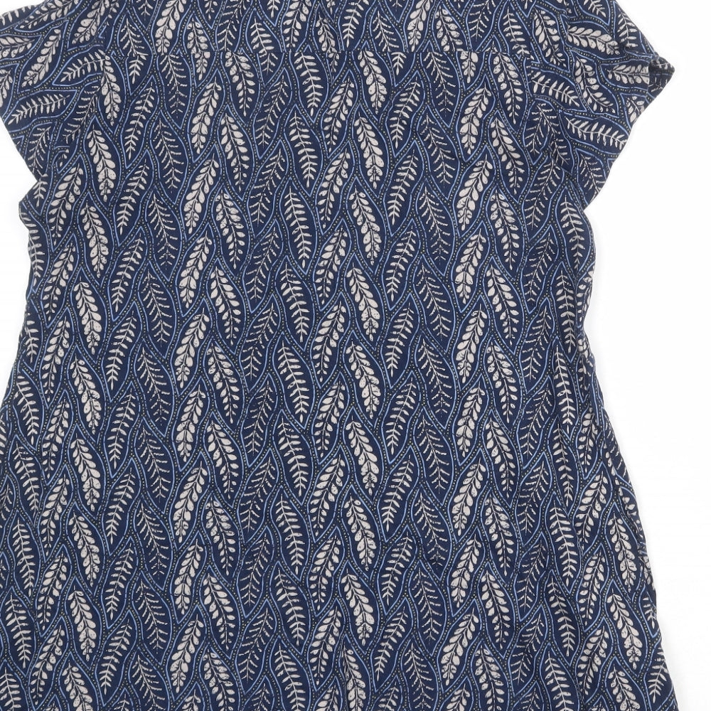 MANTARAY PRODUCTS Womens Blue Geometric 100% Cotton Basic Blouse Size 16 V-Neck