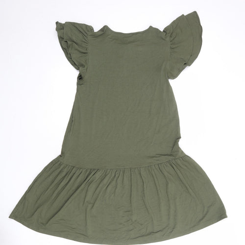 Marks and Spencer Womens Green Viscose A-Line Size 8 Round Neck Pullover