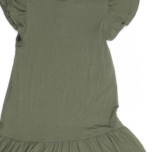Marks and Spencer Womens Green Viscose A-Line Size 8 Round Neck Pullover
