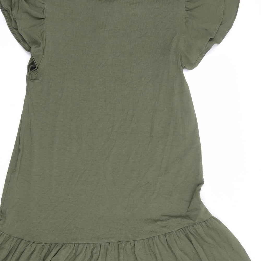 Marks and Spencer Womens Green Viscose A-Line Size 8 Round Neck Pullover
