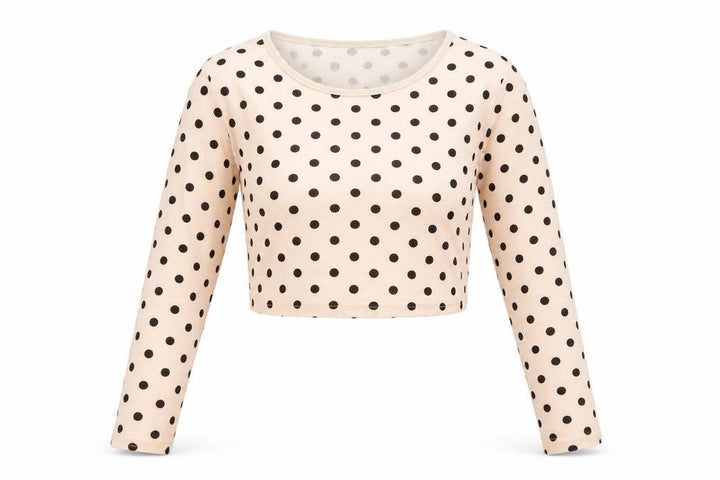 Nasty Gal Womens Pink Polka Dot Polyester Cropped T-Shirt Size 8 Boat Neck