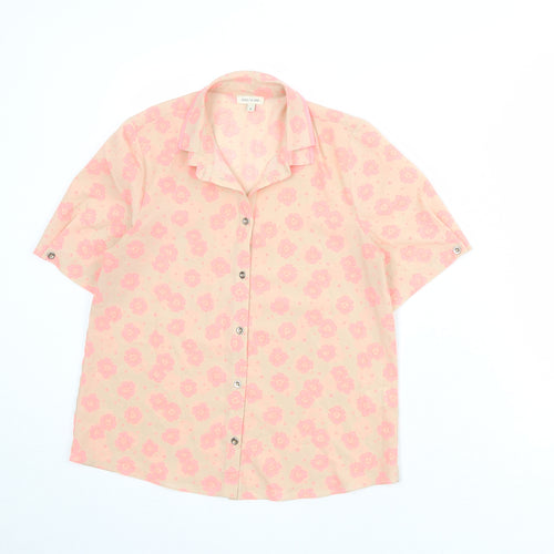 River Island Womens Beige Floral Polyester Basic Button-Up Size 6 Collared