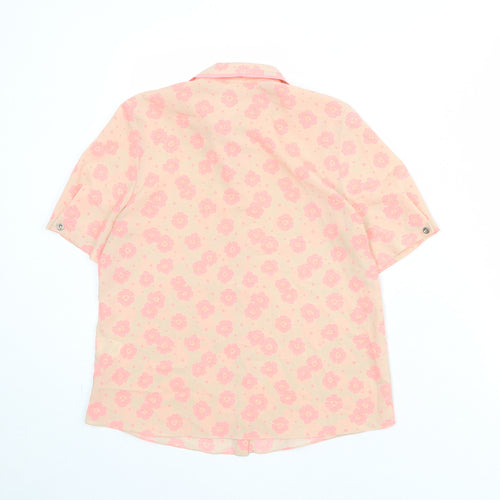 River Island Womens Beige Floral Polyester Basic Button-Up Size 6 Collared