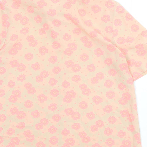 River Island Womens Beige Floral Polyester Basic Button-Up Size 6 Collared