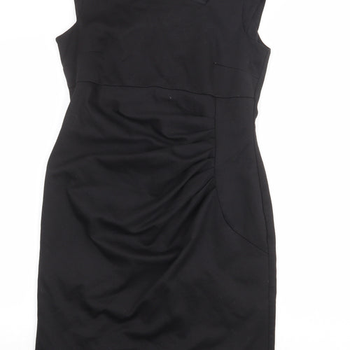 South Womens Black Polyester Shift Size 12 V-Neck Zip - Asymmetric Neckline