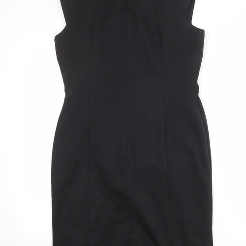 South Womens Black Polyester Shift Size 12 V-Neck Zip - Asymmetric Neckline