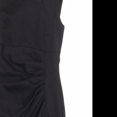 South Womens Black Polyester Shift Size 12 V-Neck Zip - Asymmetric Neckline