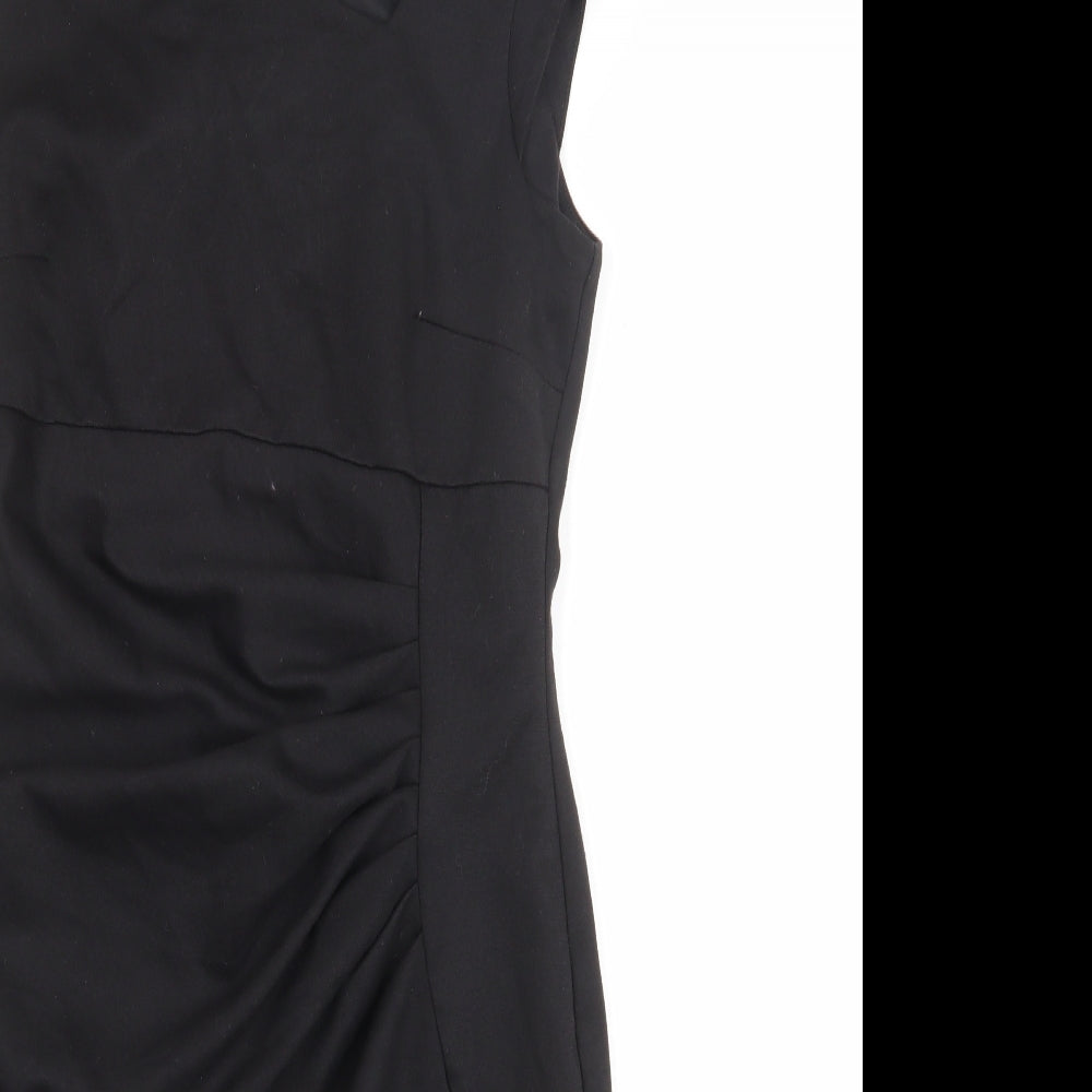 South Womens Black Polyester Shift Size 12 V-Neck Zip - Asymmetric Neckline