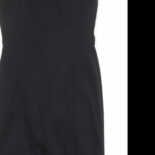 South Womens Black Polyester Shift Size 12 V-Neck Zip - Asymmetric Neckline