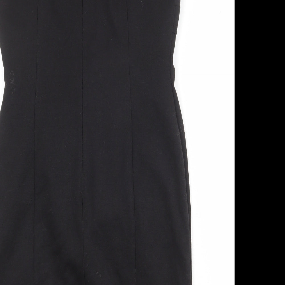 South Womens Black Polyester Shift Size 12 V-Neck Zip - Asymmetric Neckline
