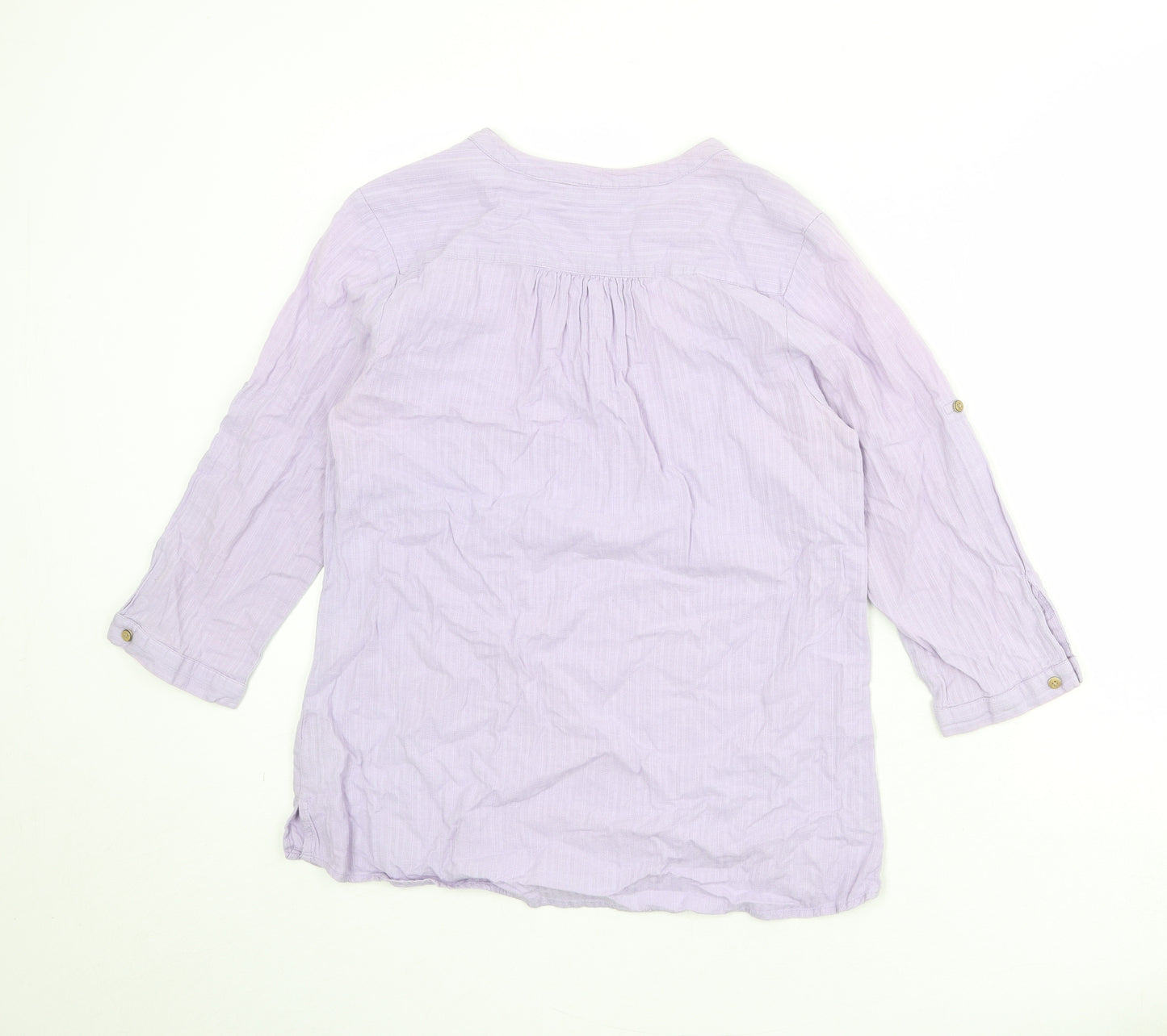 Mountain Warehouse Womens Purple Striped 100% Cotton Basic Blouse Size 12 V-Neck