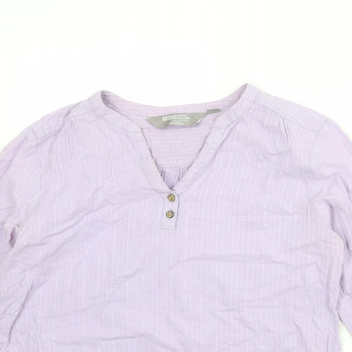 Mountain Warehouse Womens Purple Striped 100% Cotton Basic Blouse Size 12 V-Neck