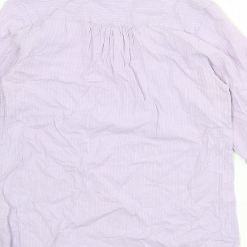 Mountain Warehouse Womens Purple Striped 100% Cotton Basic Blouse Size 12 V-Neck