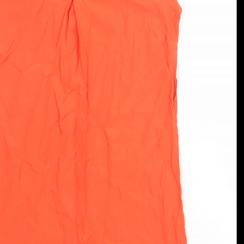 Mango Womens Orange Polyester Basic Button-Up Size 6 Collared