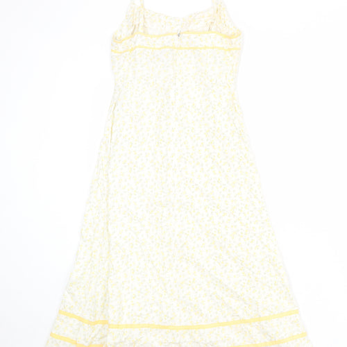 Divided by H&M Womens White Floral Polyester Slip Dress Size 8 Scoop Neck Zip