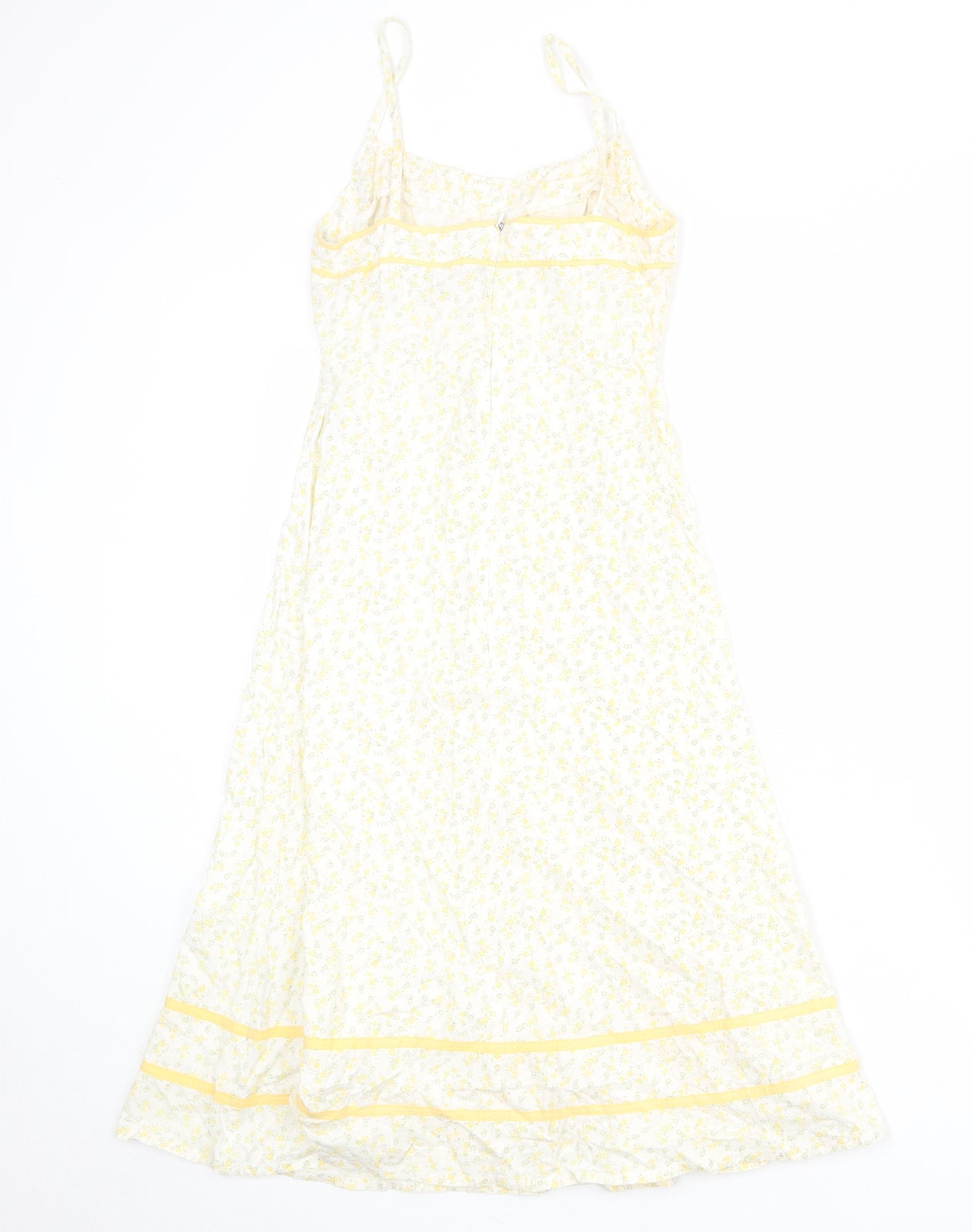 Divided by H&M Womens White Floral Polyester Slip Dress Size 8 Scoop Neck Zip