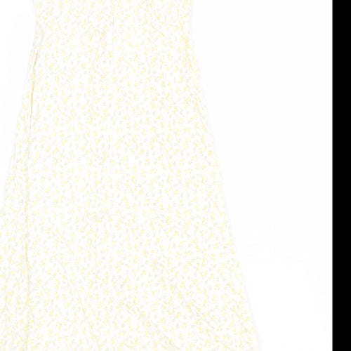 Divided by H&M Womens White Floral Polyester Slip Dress Size 8 Scoop Neck Zip
