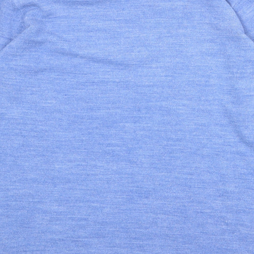 Classic Womens Blue Round Neck Acrylic Pullover Jumper Size 12