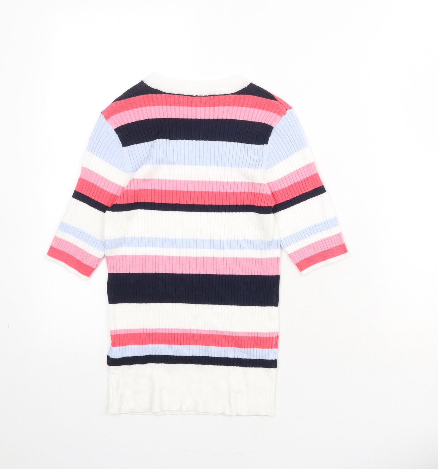 Marks and Spencer Womens Multicoloured Round Neck Striped Viscose Pullover Jumper Size 8