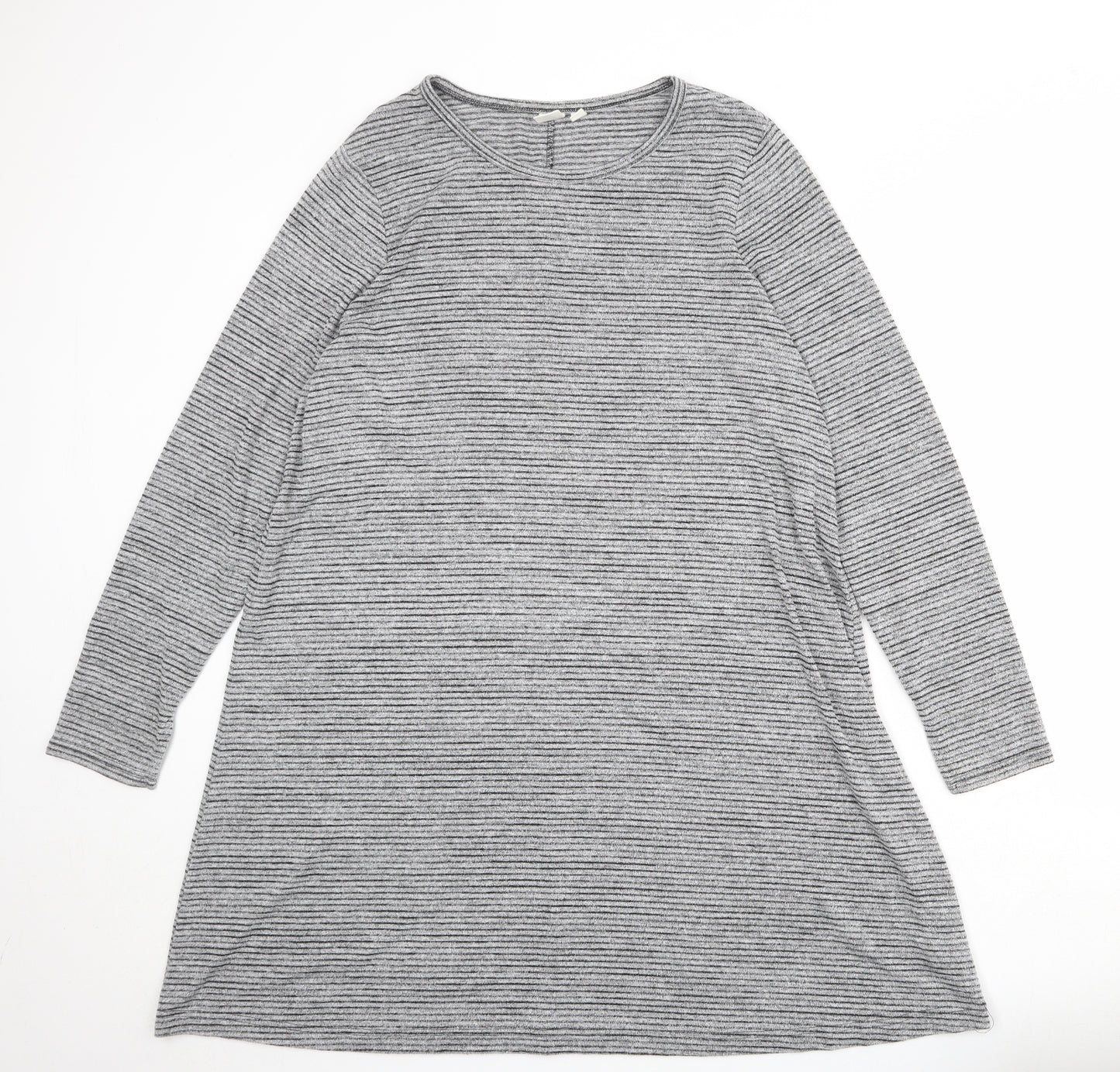 Gap Womens Grey Striped Polyester Jumper Dress Size XL Round Neck Pullover
