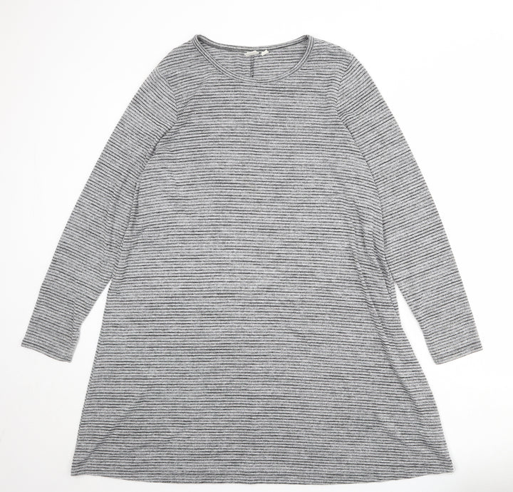 Gap Womens Grey Striped Polyester Jumper Dress Size XL Round Neck Pullover