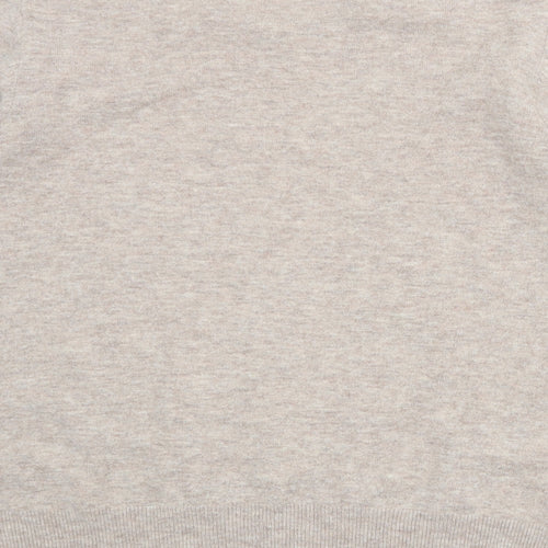 Howick Mens Beige V-Neck Wool Pullover Jumper Size L Long Sleeve